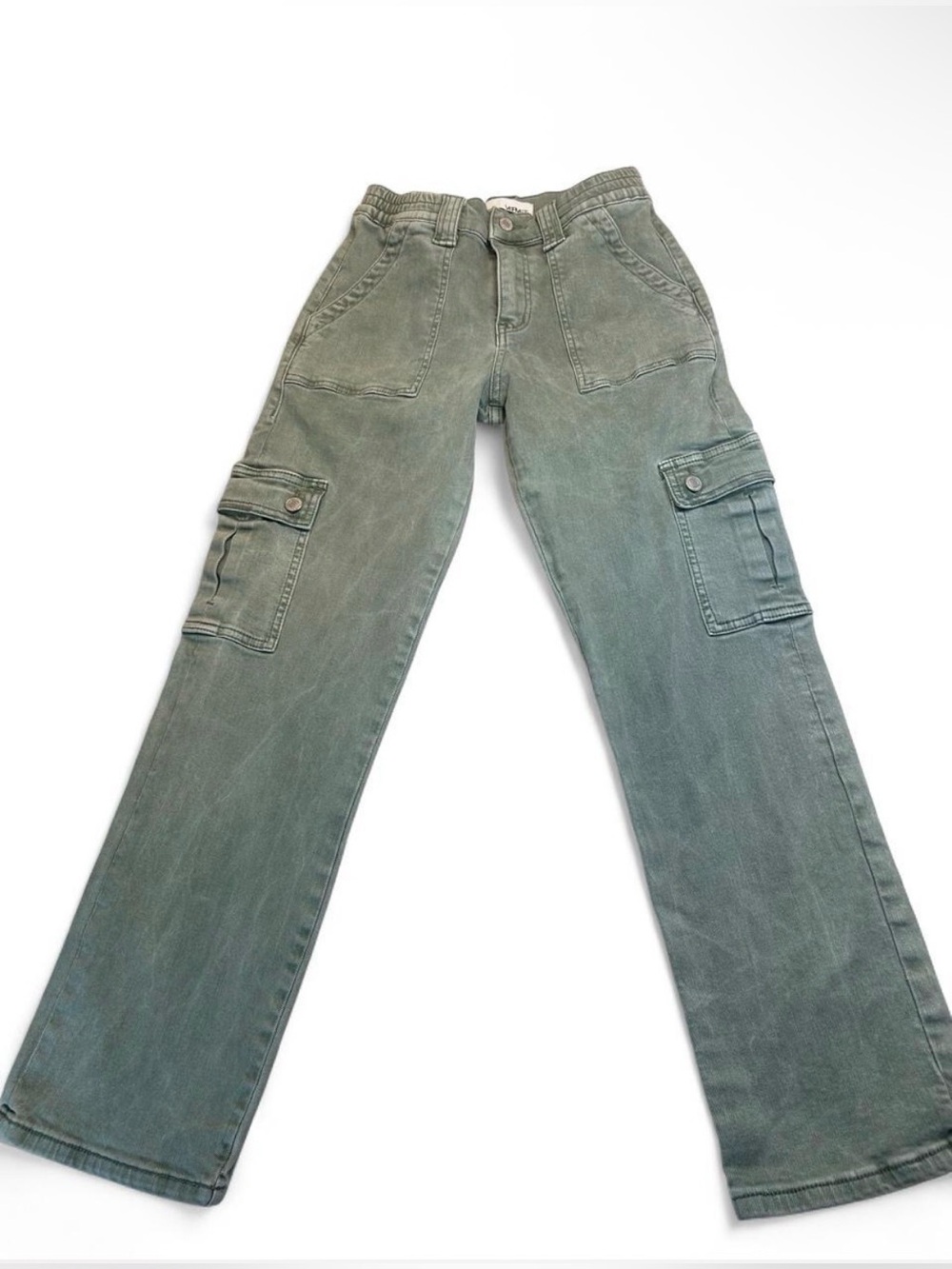 Vermet Women  Cargo Jeans in Faded Green - Durable Utility Style